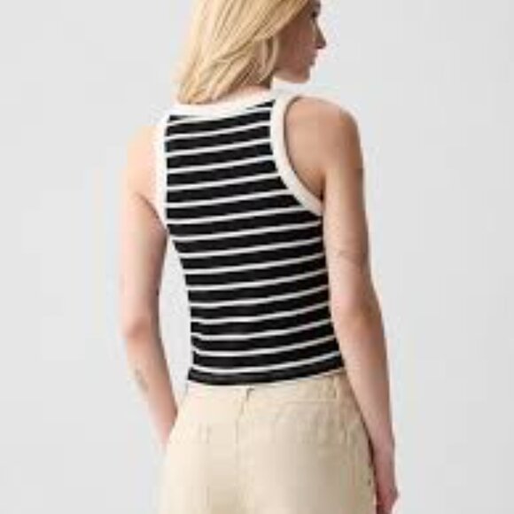 NWT Gap black and white stripes modern rib halter - Picture 2 of 8